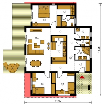 Grundriss des Erdgeschosses - BUNGALOW 172